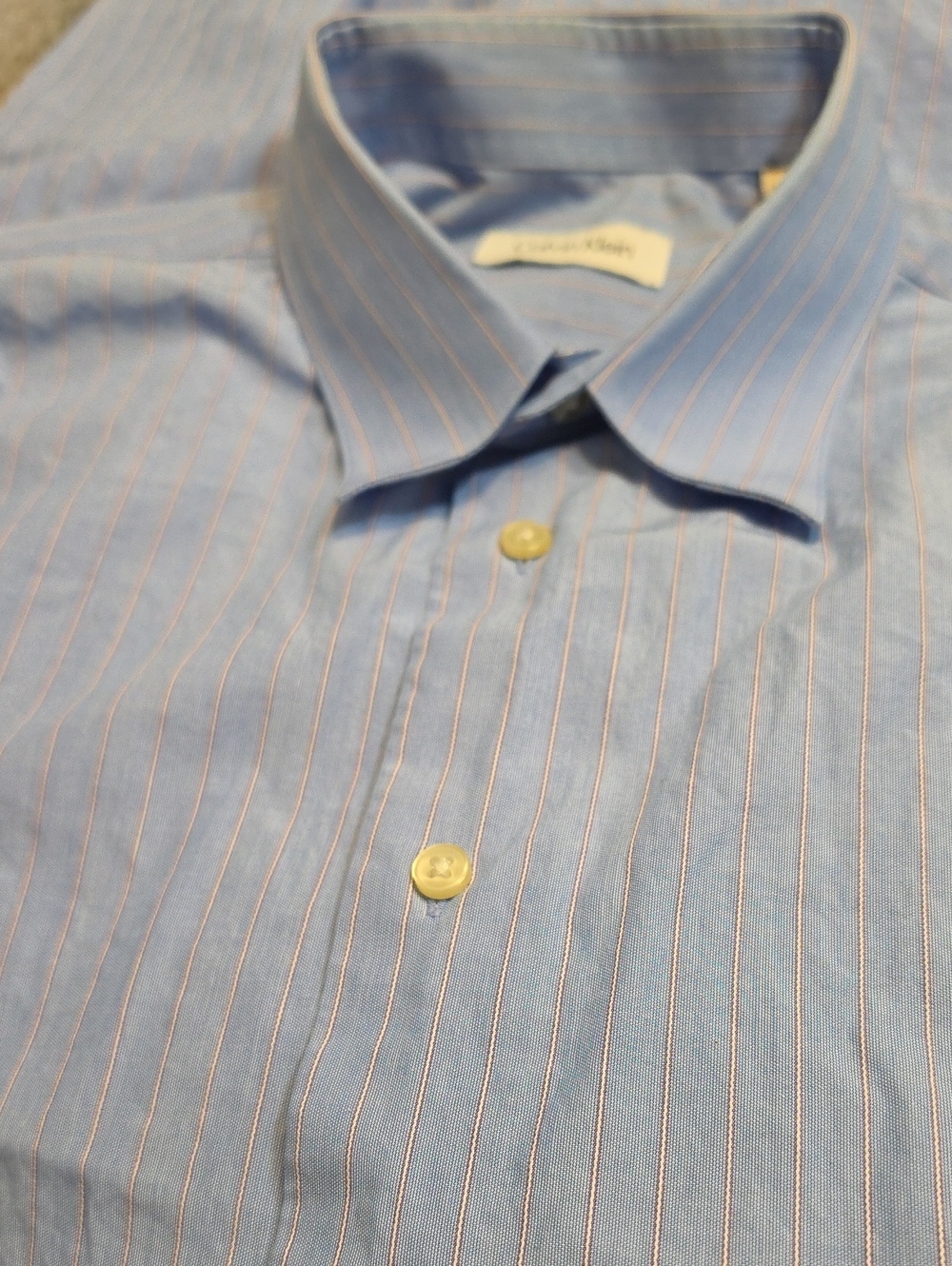 Calvin Klein Blue Shirt with Pink Pinstripes